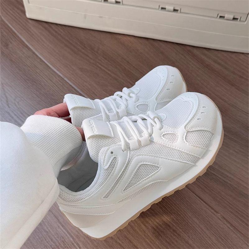 

Маленькие белые туфли женские 2025 лето новые на толстой подошве дышащие легкие с мягкой подошвой для бега повседневные кроссовки папы Форрест Гамп 35 бежевый