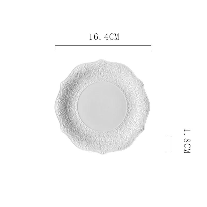 Creative Relief Flower Shape Ceramic Plate Home Breakfast Exquisite Solid Color Tableware Light Luxury Restaurant Dessert Plate
