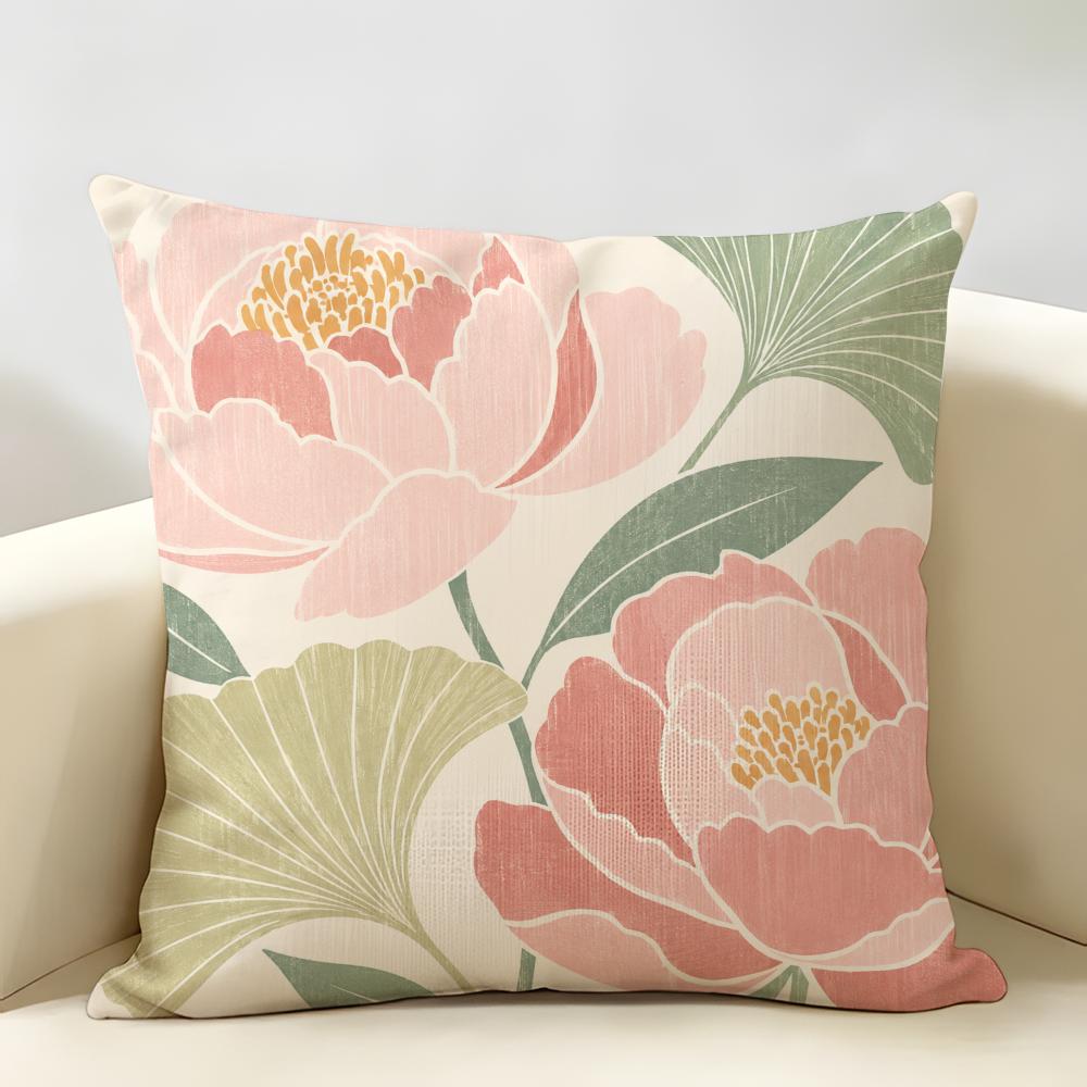 Beautiful Colorful Flower Pattern Cushion Cover Durable Hypoallergenic Organic Linen Short Pillow Cover Washable