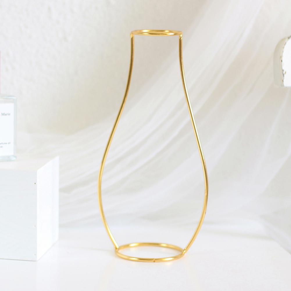 Neue nordische kreative Vase Home Decor Goldene Glasvase Hydrokulturpflanzenhalter Eisenlinie Blumen Ornament Home Gartendekoration