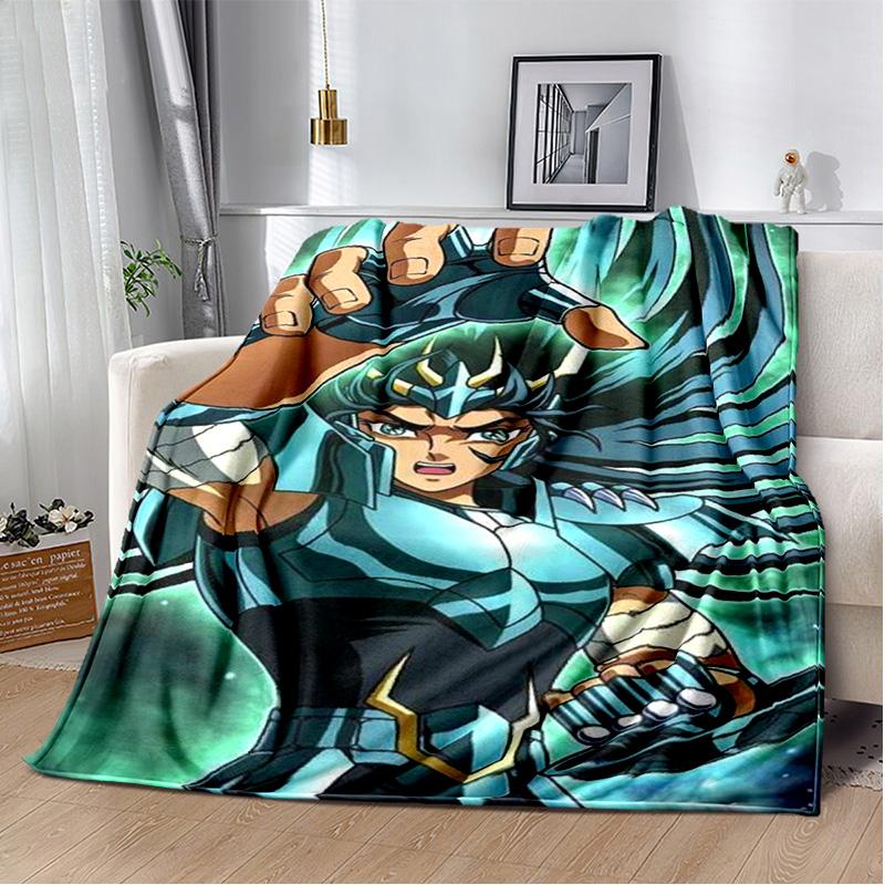 3D Retro Saint Seiya Anime Cartoon Blanket,Soft Throw Blanket for Home Bedroom Bed Sofa Picnic Travel Office Cover Blanket Kids