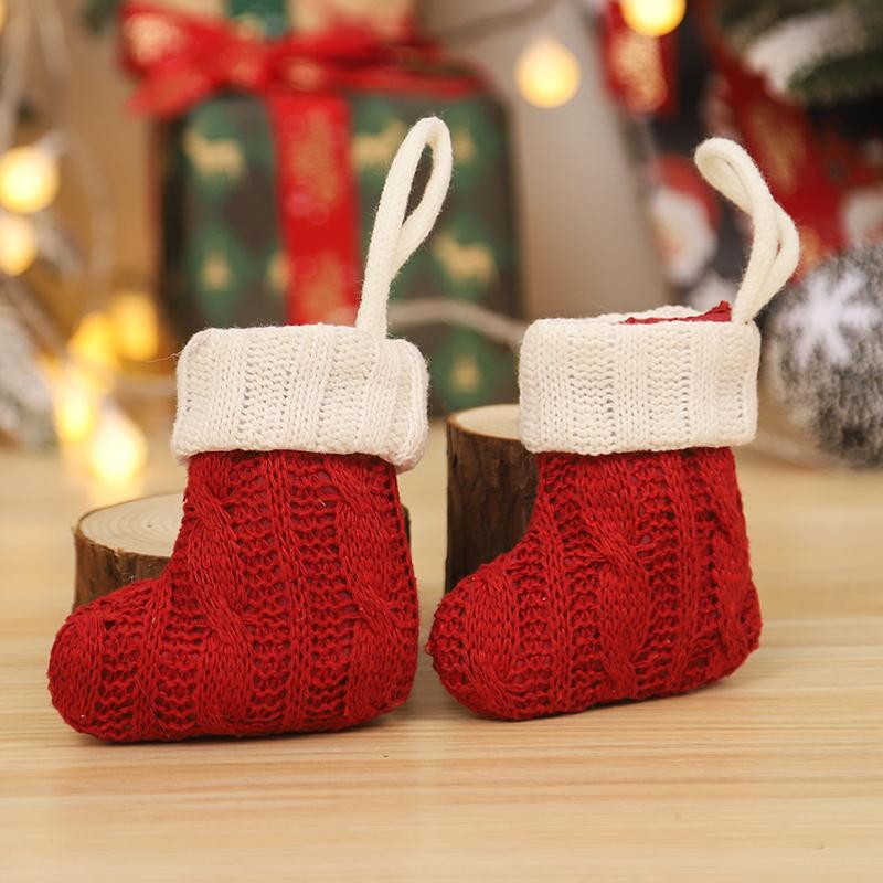Merry Christmas Socks Ornament  Knitting Snowflake Letter Socks Christmas Tree Decoration New Year Navidad Xmas Socks Gift Bag