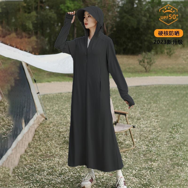 Ganzkörper lange Sonnenschutzkleidung für Damen 1011 neu bis zum Knöchel UV-Schutz schmale Taille Eis Seide Rock Sonnenschutzkleidung