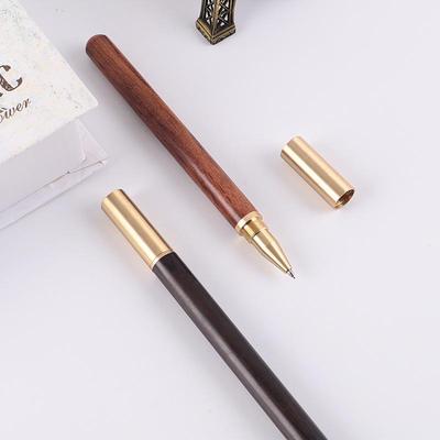 Rosewood Ebony Brass Signature Ballpoint Pen - Eco-Friendly Brass and Rosewood Design