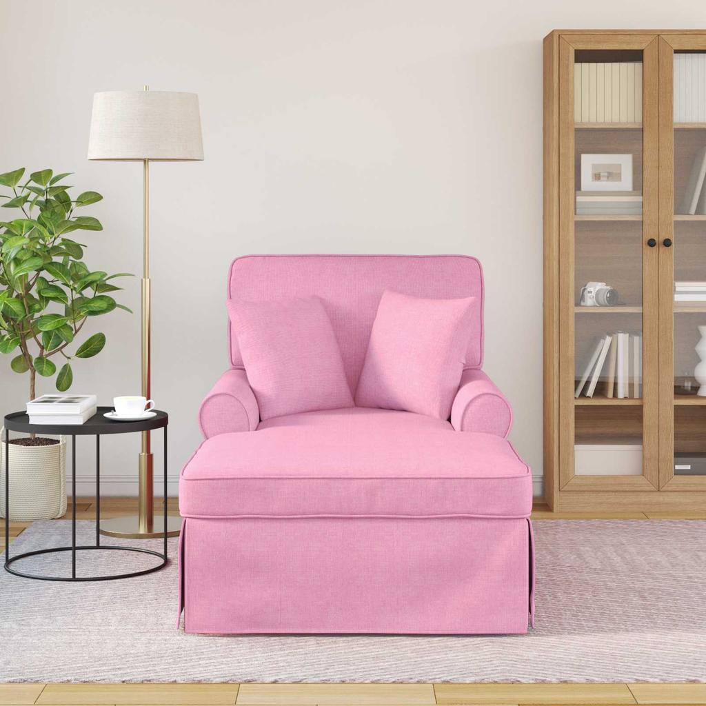 Pink Fabric Chaise Lounge with Rocker and Cushions (3 pcs)