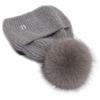 Bestseller M Logo Beanie Hat Women Winter Warm Faux Fox Fur Pom Knit Wooly Cap Slouchy Pull-On