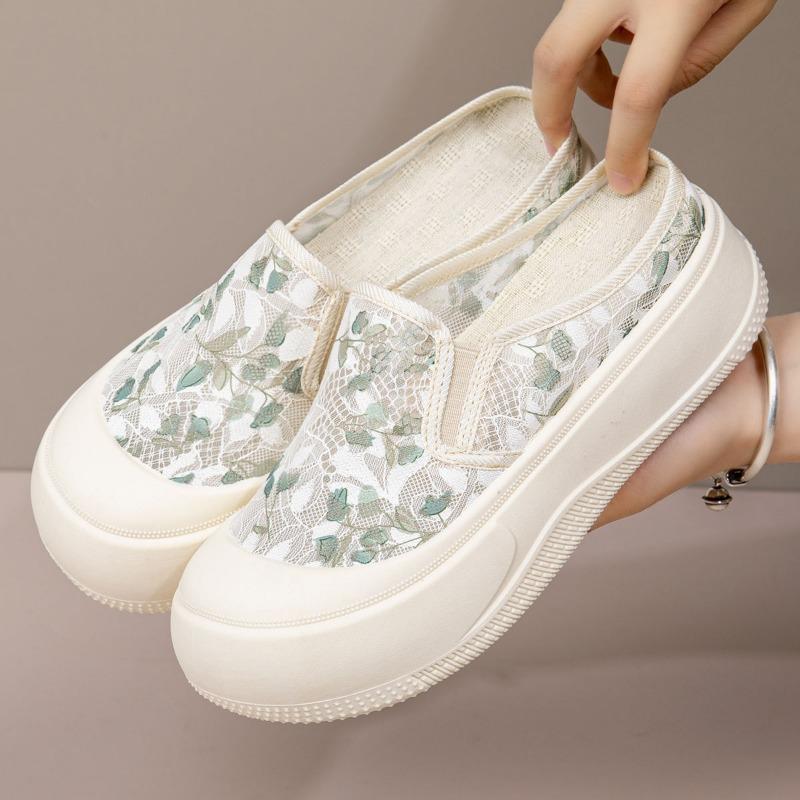 Fisherman Shoes Women's Summer New Lace Half Slippers One Pedal Women's Shoes Platform Women's Casual Shoes