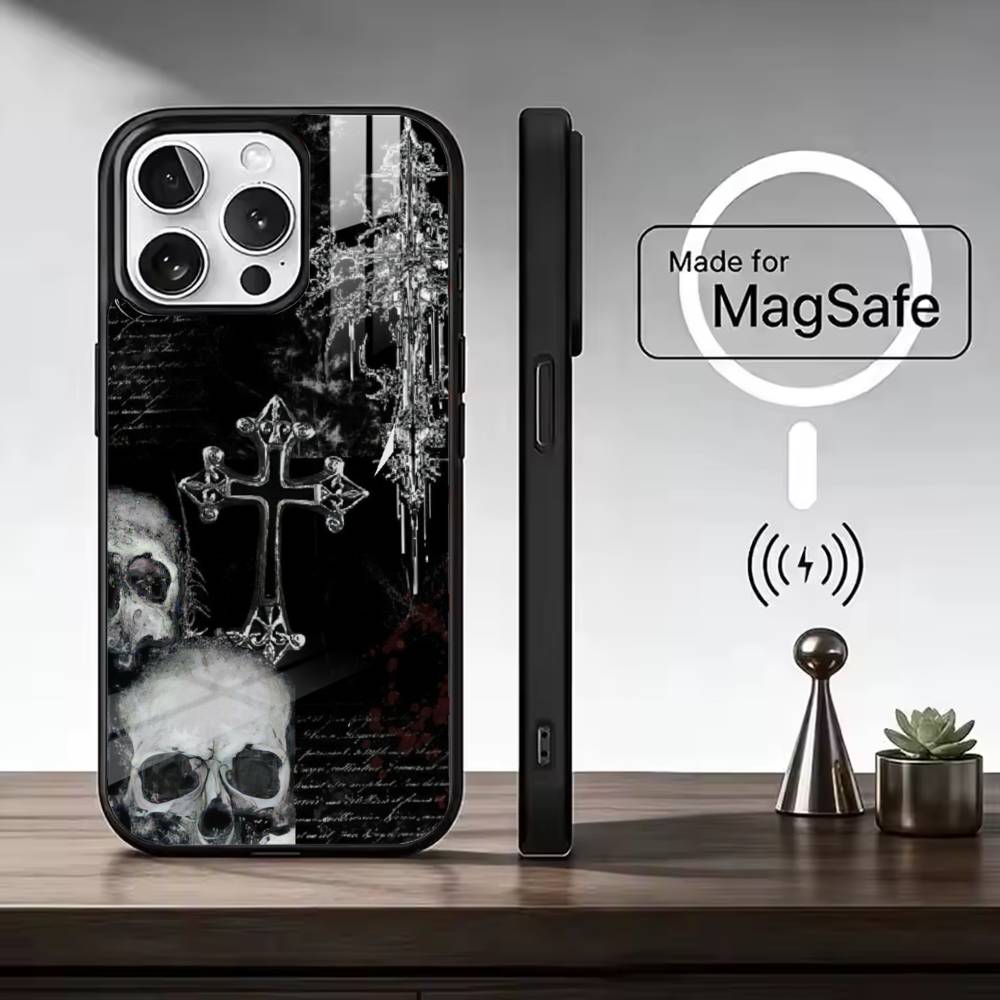C-Cool Dark Catgothic C-Cross For Magsafe Phone Case for iPhone 17 16 15 14 13 12 11 Series Wireless Charging