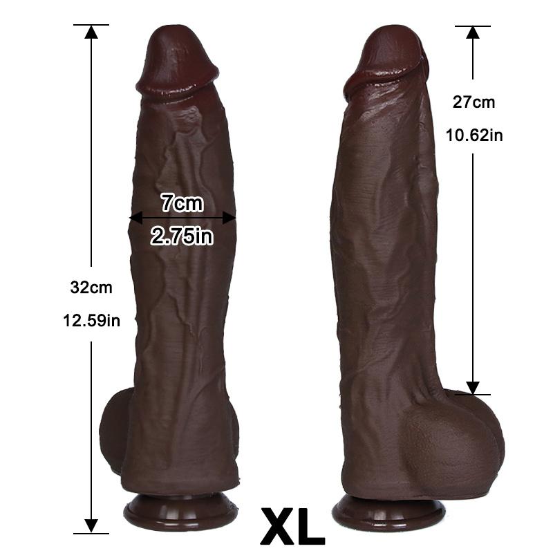 Coffee Realistic Liquid Silicone Dildo, XL Size, Strong Suction Cup, Soft Body-Safe Silicone, Waterproof, Discreet Packaging