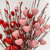 6 Stück Künstliche Herzbeeren Picks Valentinstagsfeiertag Dekorative Herzbeeren Stiele Zweige für