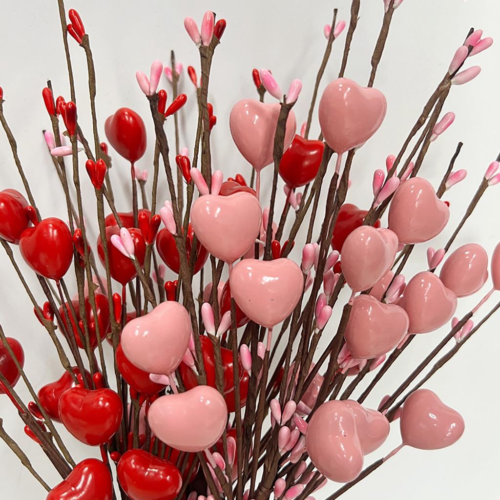 6 Stück Künstliche Herzbeeren Picks Valentinstagsfeiertag Dekorative Herzbeeren Stiele Zweige für