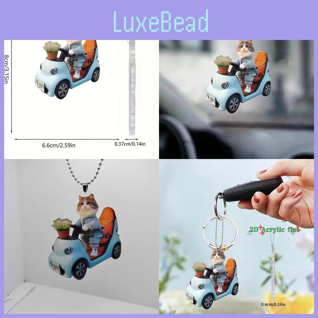 Cute Acrylic Cat Car Hanging Decoration Adorable Cartoon Style For Interior Decor