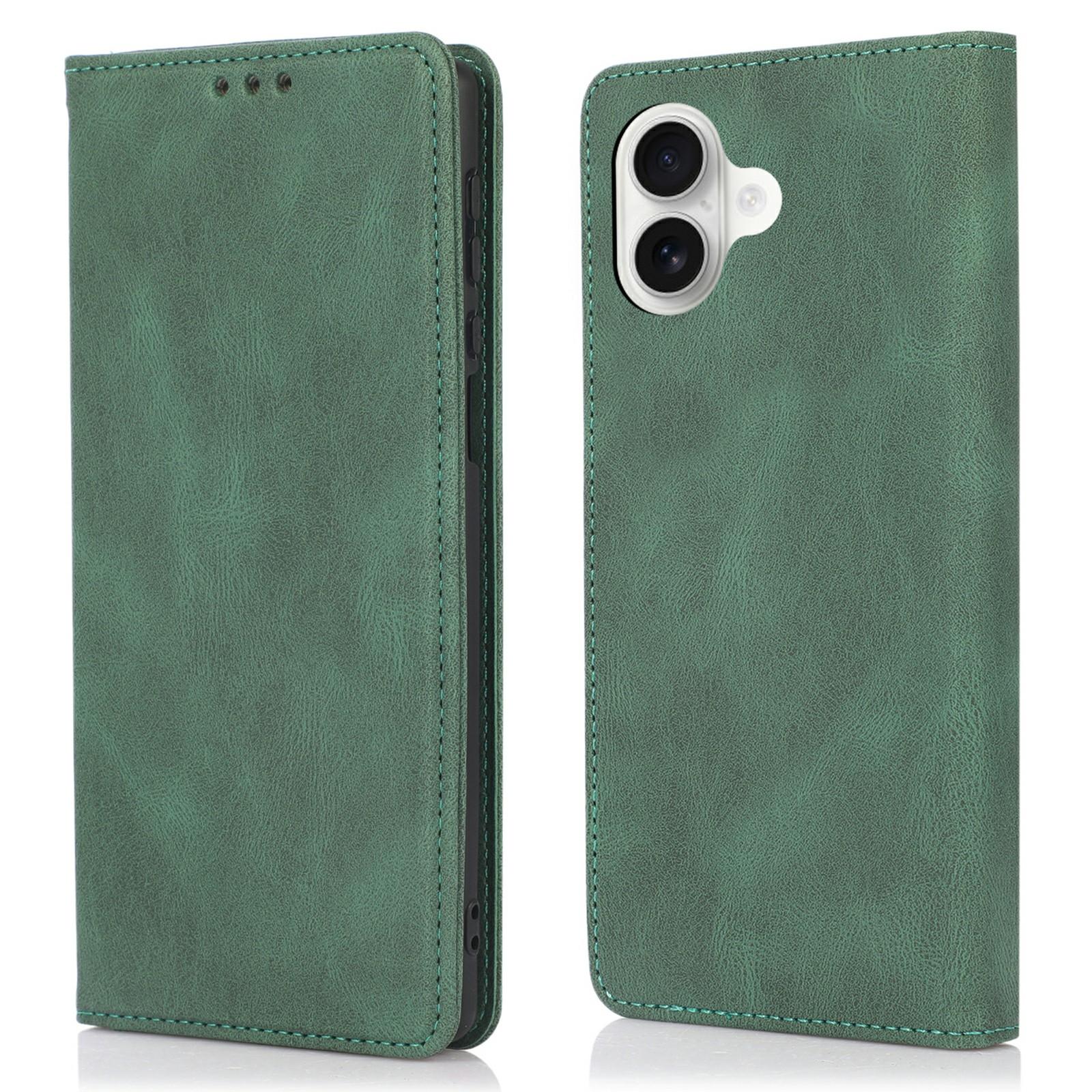 

For iPhone 17 Case Wallet Magnetic Closing Leather Flip Phone Cover Green