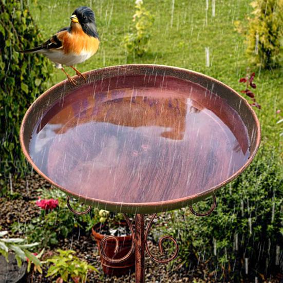 Μεταλλικό μπάνιο πουλιών για εξωτερικό χώρο, ανεξάρτητο μπολ ταΐστρας πουλιών 30" με πασσάλους, εξωτερικό μπάνιο πουλιών για διακόσμηση κήπου και αυλής