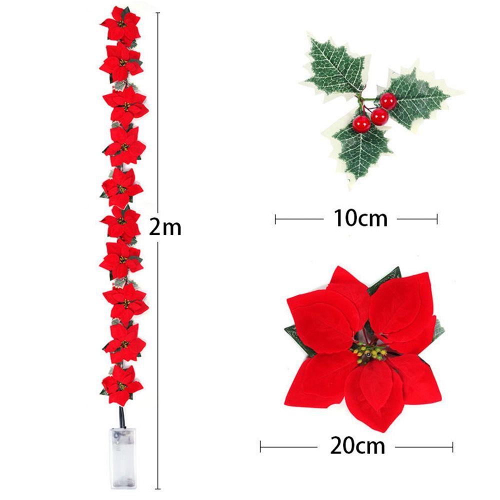 Poinsettia Flowers Christmas Christmas Decorations Christmas Garland String Lights Home Decor