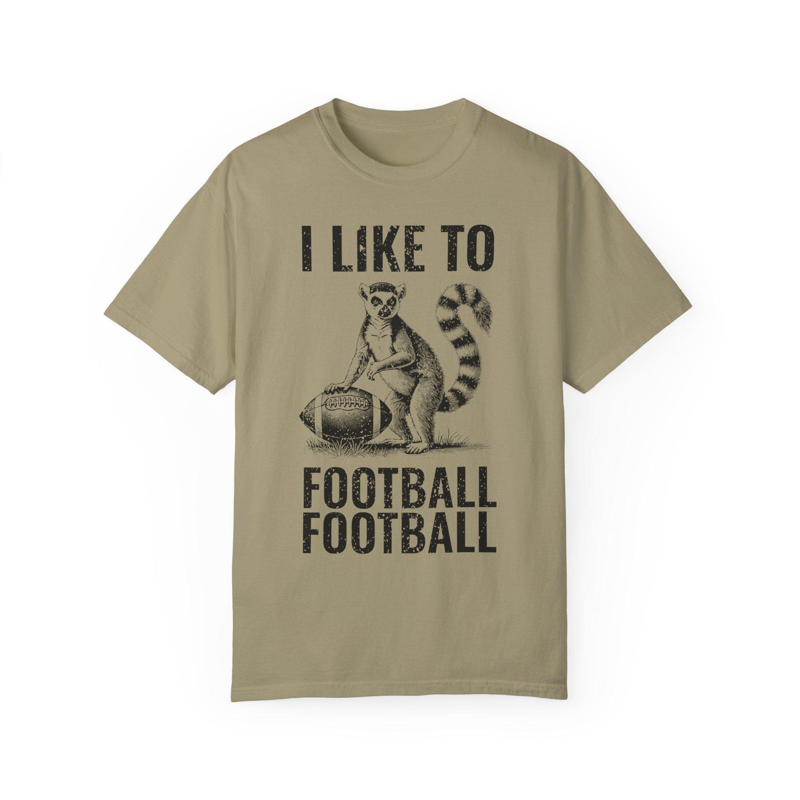 I Like to Football Football/ Engraving-Style Lemur T-Shirt XL