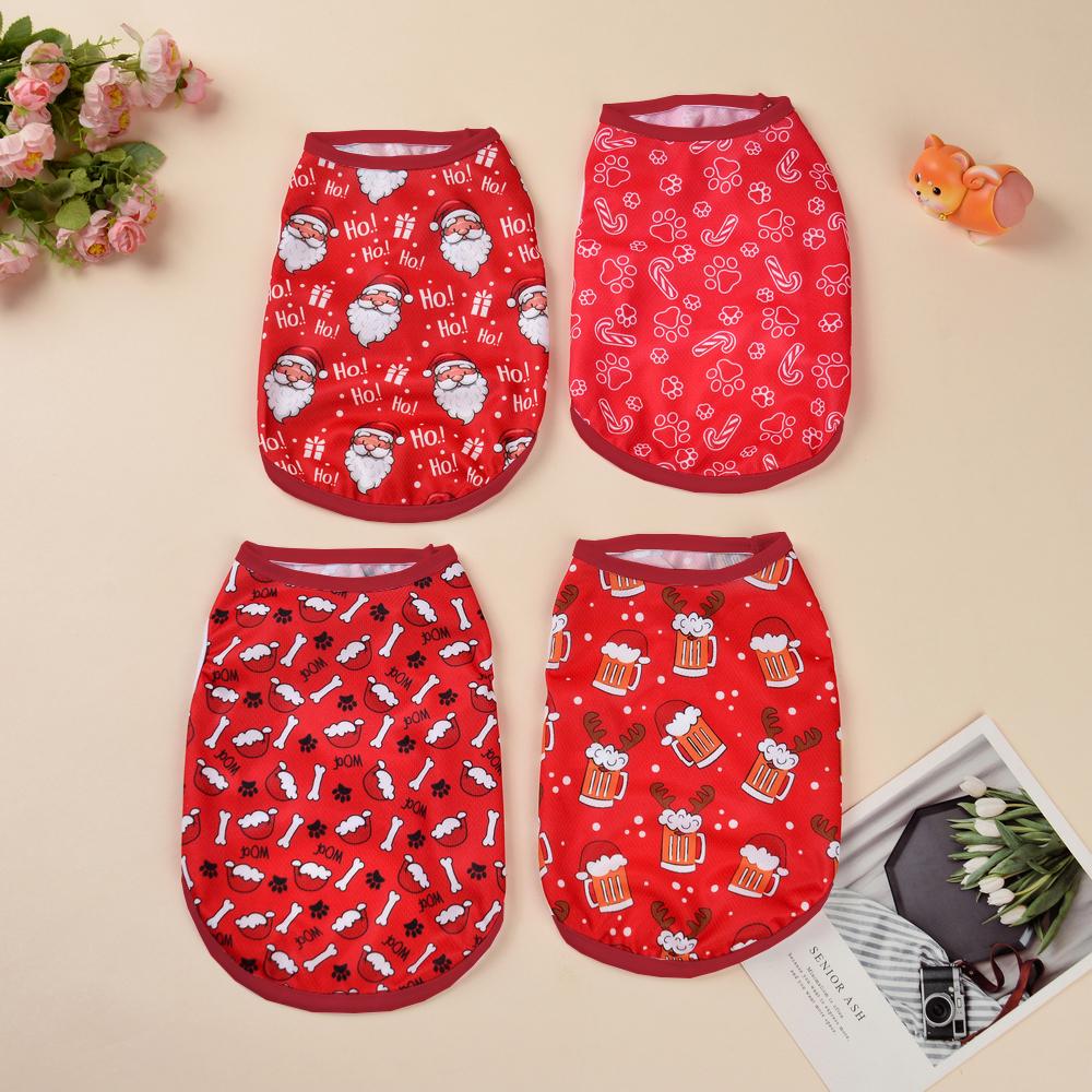 Christmas Puppy Clothes Festival Pet Vest Coat Gift For Small Medium Dogs Cats Breathable Deer Print Apparel Yorkshire Outfits