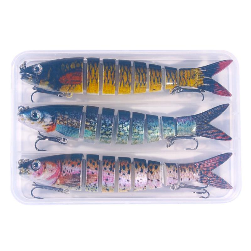 8 Segmente Swimbait Angelköder 3er Set 135mm 19g Mehrgelenkig Langsam Sinkend Bionisch 3D Augen Angelköder Werkzeug Angelausrüstung