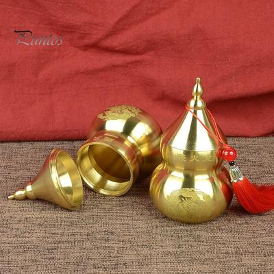 Gourd Ornament Feng Shui Brass Pot Chinese Letters Gourd Sculpture for Home Decorations Unique Gifts