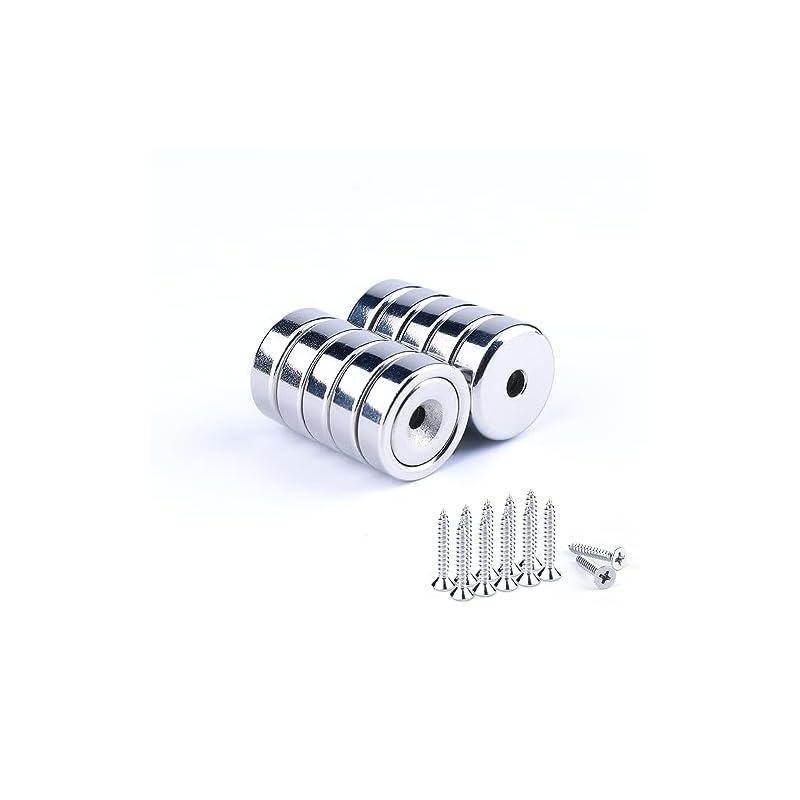 Strong Magnets, Perforated, Super Strong, with Screws, 16mm Diameter, Set of 10