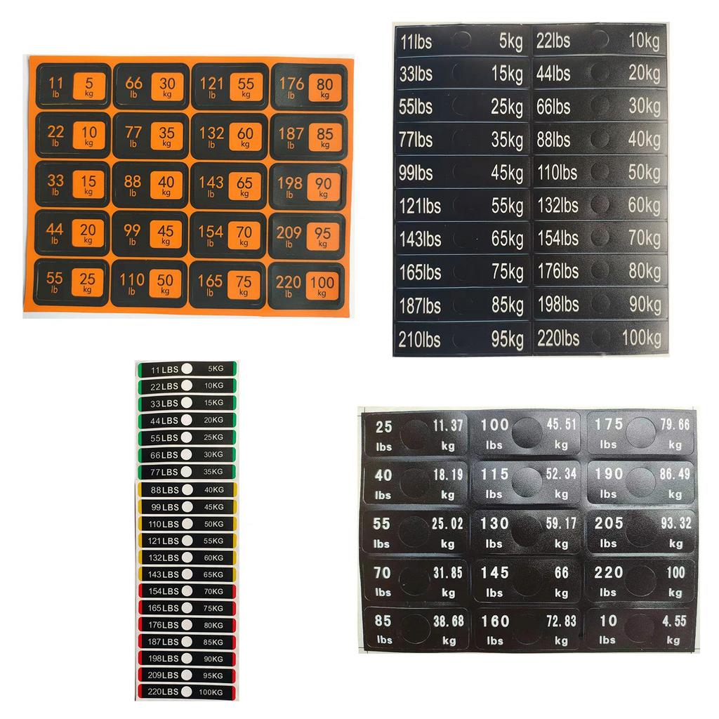 Gym Equipment Weight Label Sticker Water Resistant Removable Weight Label for Equipment Weight Identification Management