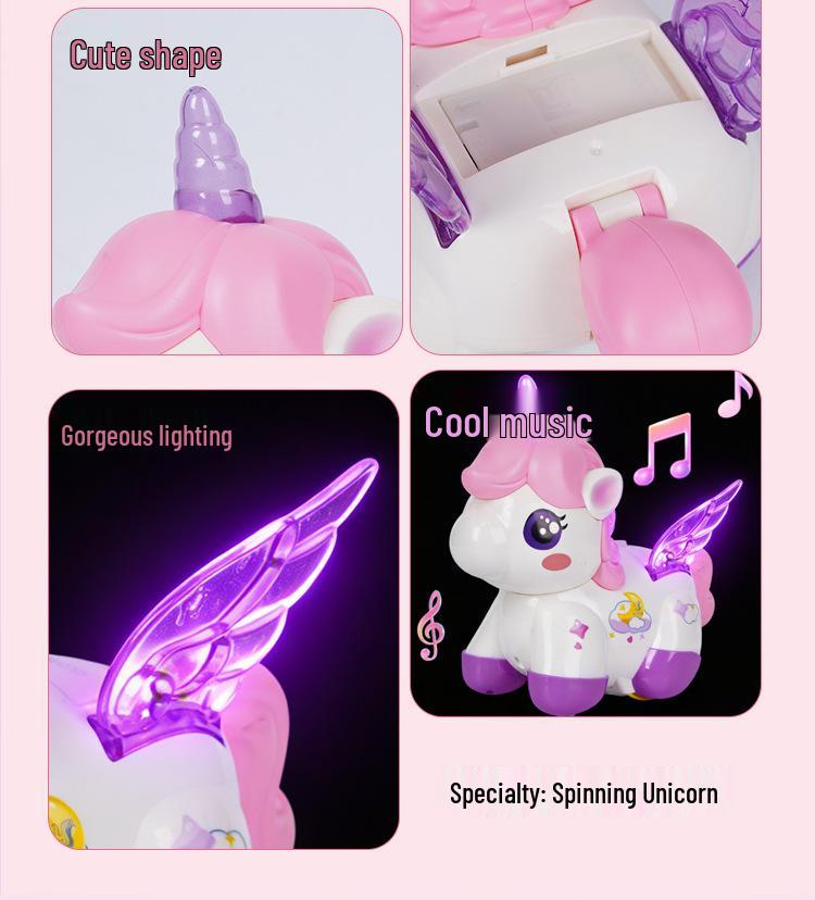 Unicorn Toy for Girls: Rechargeable Rotating Electric Light-Up with Music