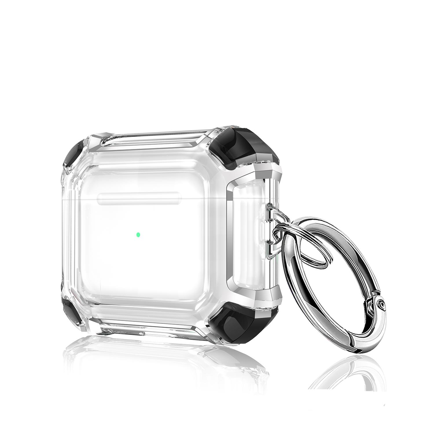 Fashion clear Earphone case with Keychain Drop Proof Transparent Protective Cover Wireless Charging Earbuds for Apple Earphone 3