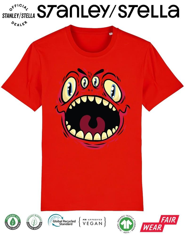 

HALLOWEEN 4 Eyed Red Monster T-Shirt Kids Funny Fancy Dress Horror Costume Gift 4XL