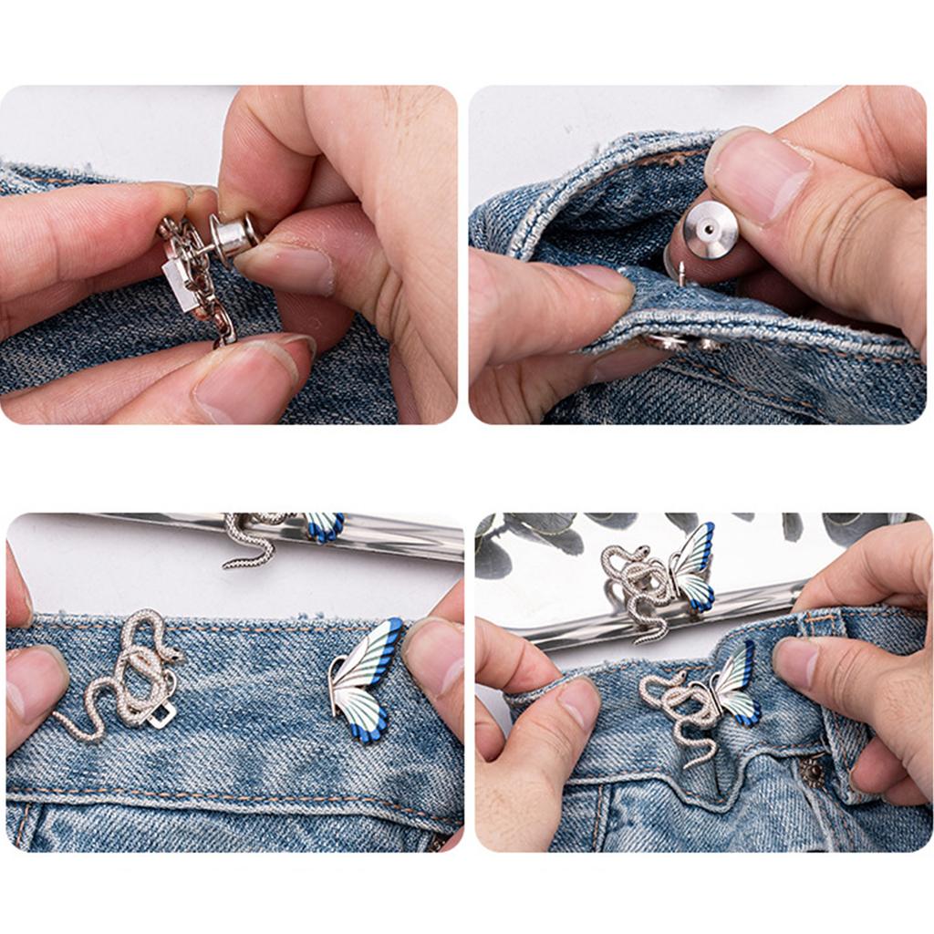 3PCS Snake Butterfly Design Waist Tightening Clip Waist Adjusting Pin For Loose Jeans Pants Women Fashion Waist Decors