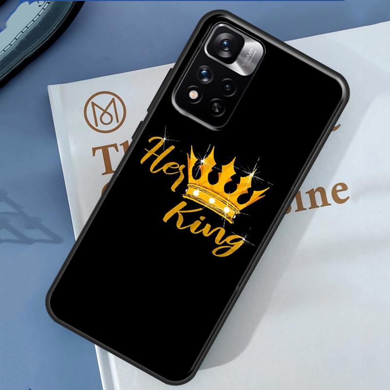 Crown QUEEN & KING Couples Case For Xiaomi Redmi 13C 10C 12C 14C Redmi Note 14 13 Pro 12 11 9 10 9S 10S 11S 12S Cover