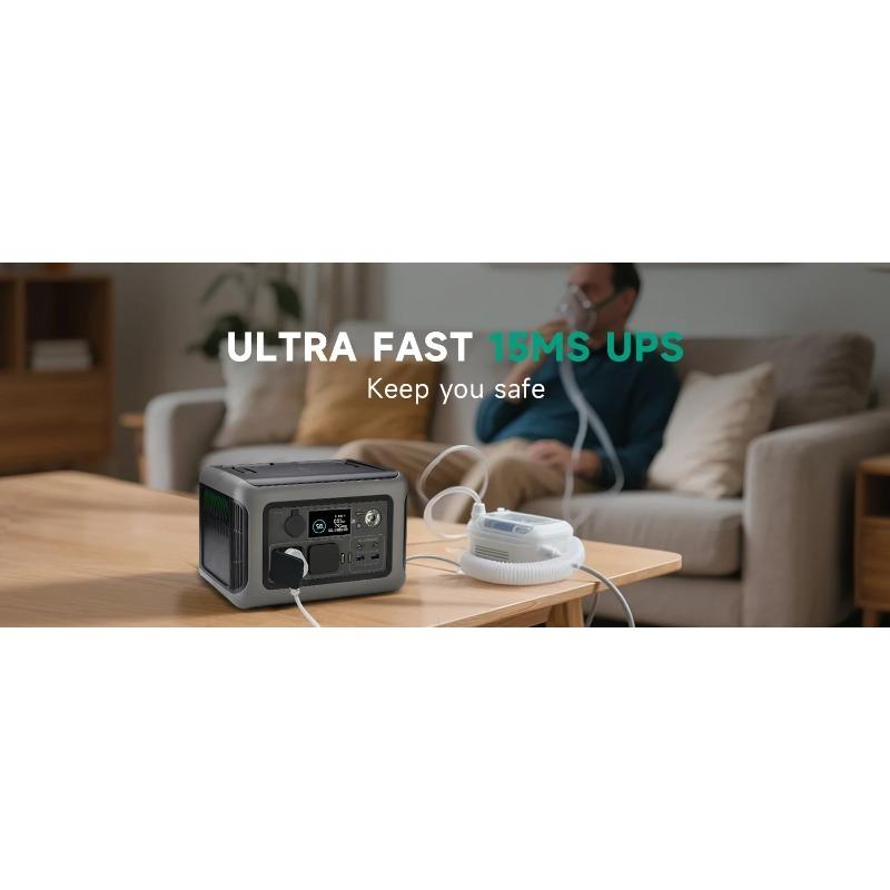 ALLPOWERS R600 Portable Power Station 600W 299Wh LiFePO4 Solar Generator with 2x600W (1200W Surge) AC Outlet for Camping RV Home