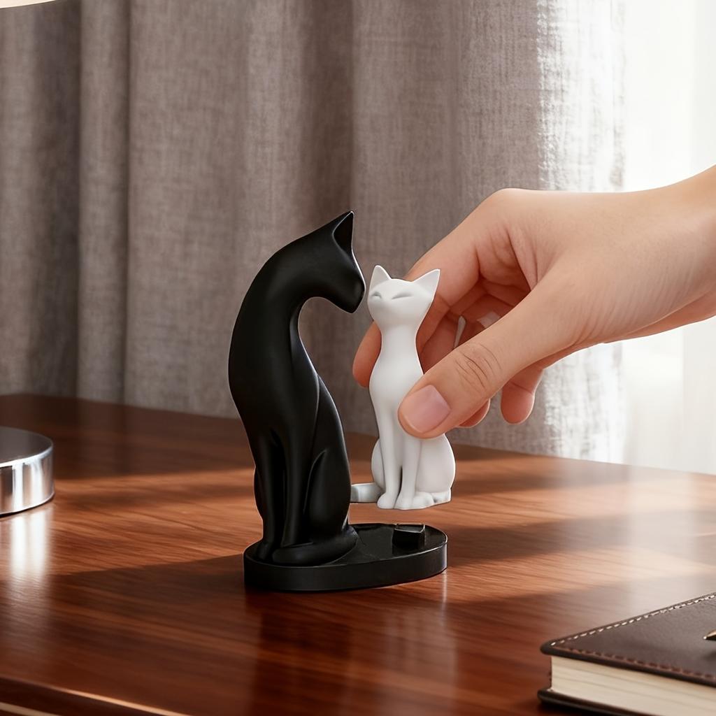 Black White Cat Figurine Set Artistic Home Decor LivingRoom Desktop Ornament Cute Kitten Decoration Small Ornament Ideal Gift