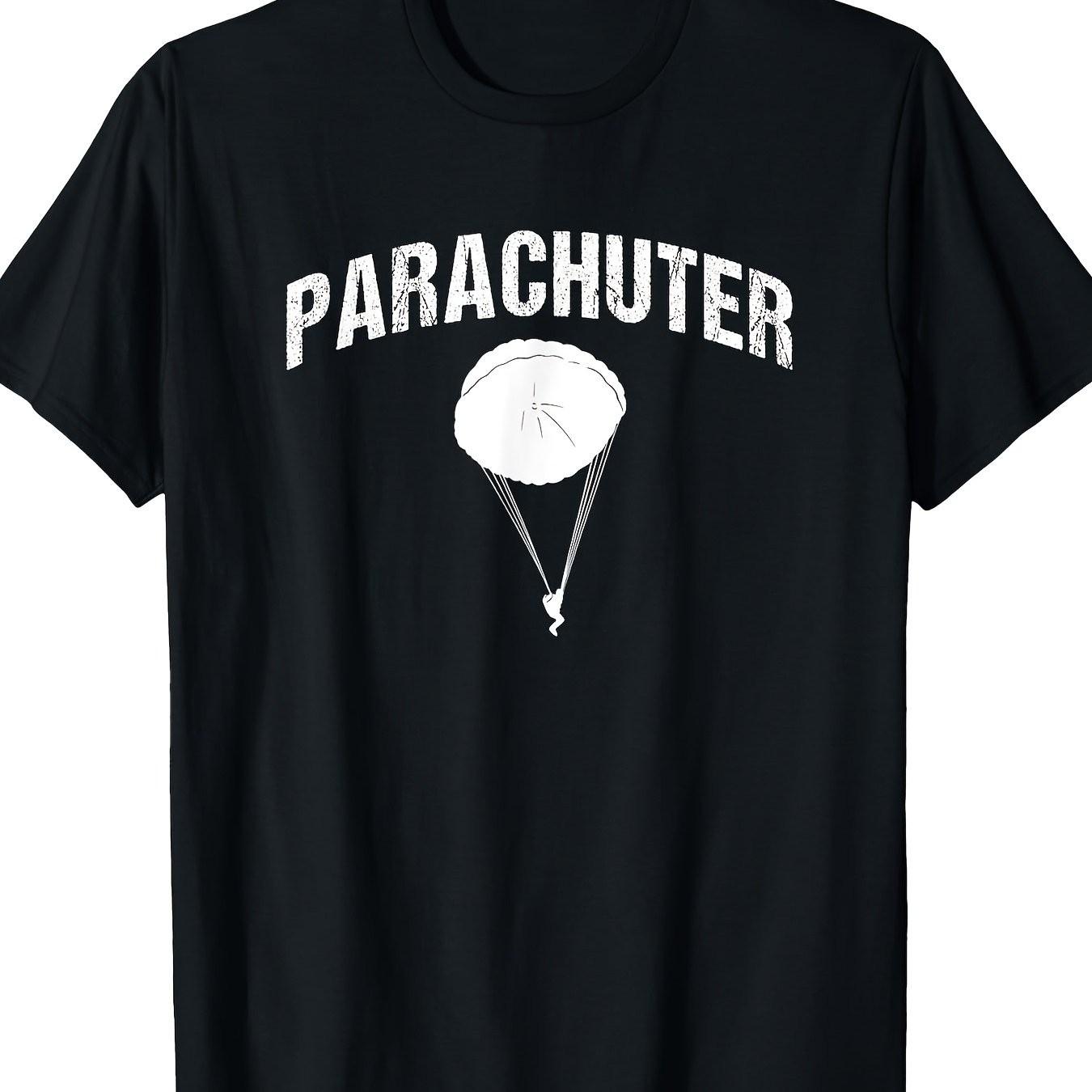 Parachuter Graphic TShirt Skydiver Silhouette Short Sleeve Cotton Tee for Daily Wear S