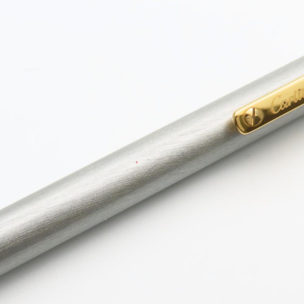 Used CARTIER Ballpoint Pen Santos De Cartier ST150192 Steel/metal Silver Gold Rotary Type
