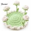 Decorative Tea Cup Pad Blooming Crochet Coaster, Handmade 3D Flower Mat for Coffee Mug Rug Tea, Cotton Yarn Drink Floral Table Decor Desk Protector