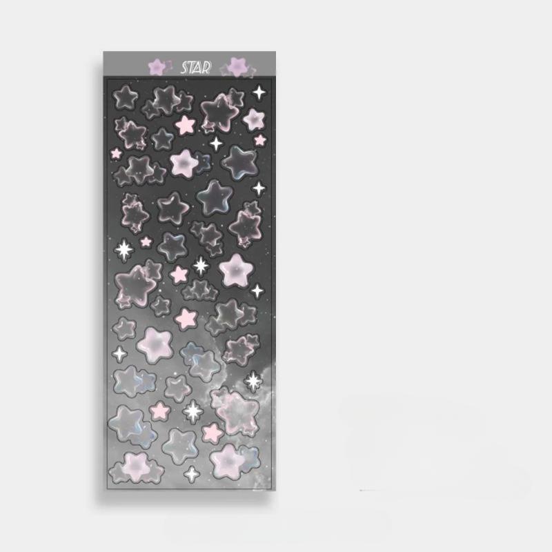 

1 шт. Наклейки-декали со звездами Скрапбукинг Канцелярские товары Наклейки с сердечками ПЭТ Пузырчатая Деко-наклейка Сделай сам Журнал Планировщик 8*20cm