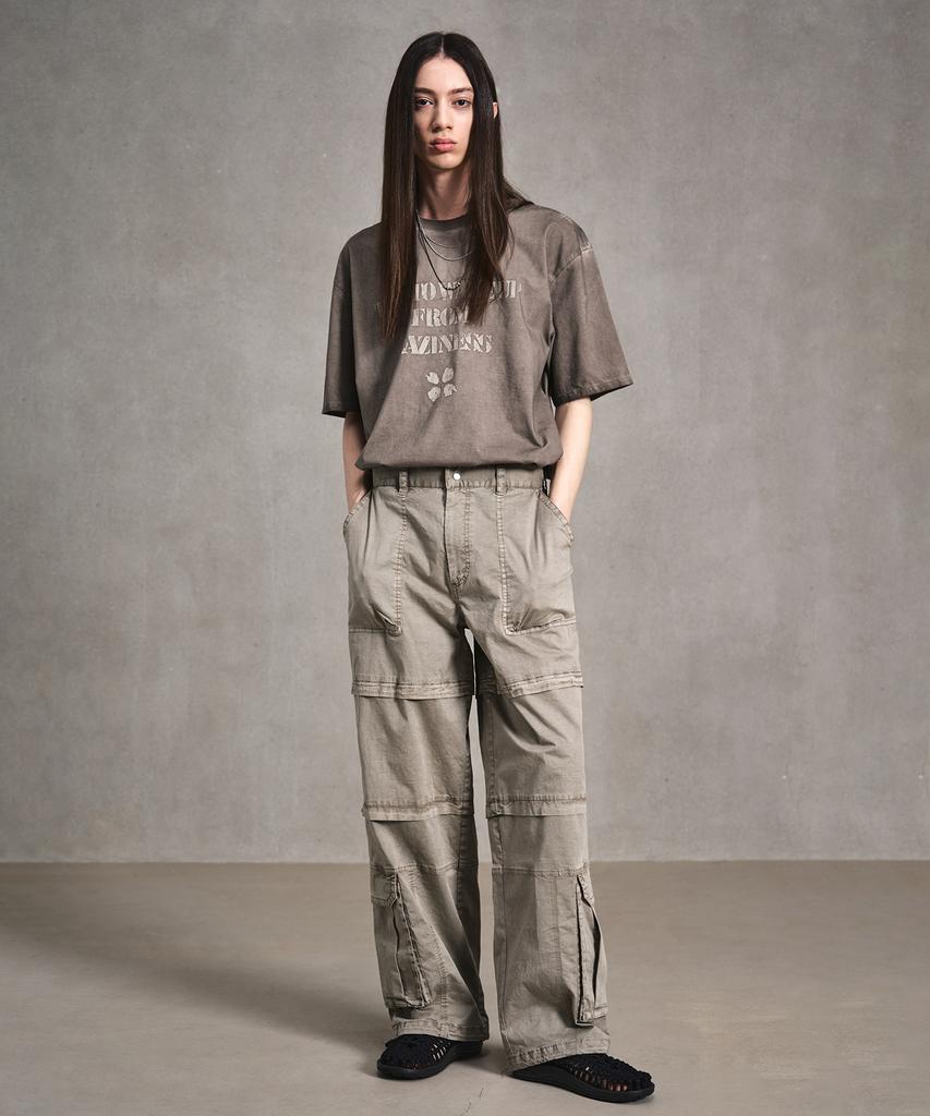 LMOOD Luna Garment Dyed Half T-Shirt Beige