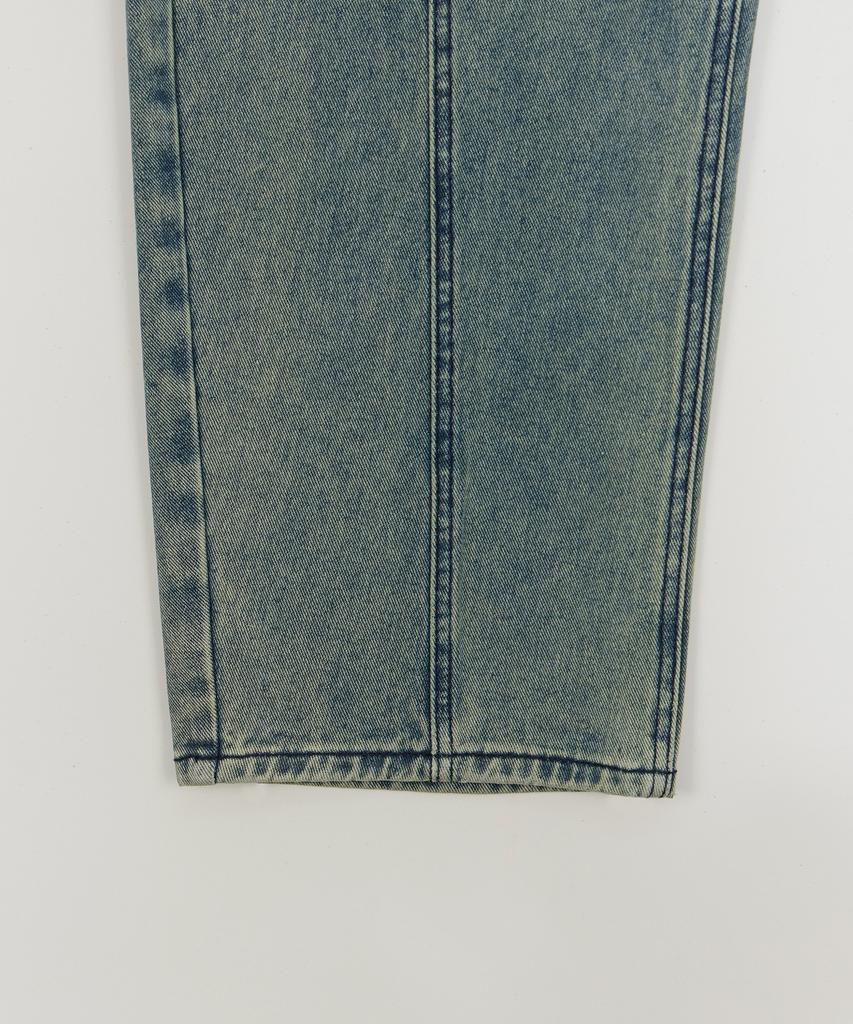 Akeusi Craft Centerline Over Balloon Fit Wide Denim Pants (Light Wash)