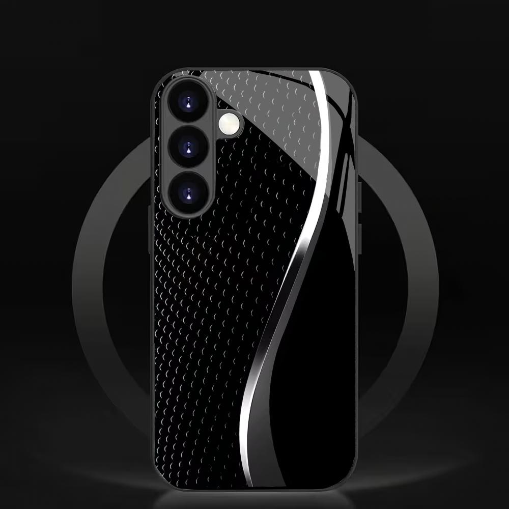 High end line black glass phone case suitable for Samsung Galaxy S26 S25 S24 S23 S22 S20 FE/Ultra/Plus shockproof back cover