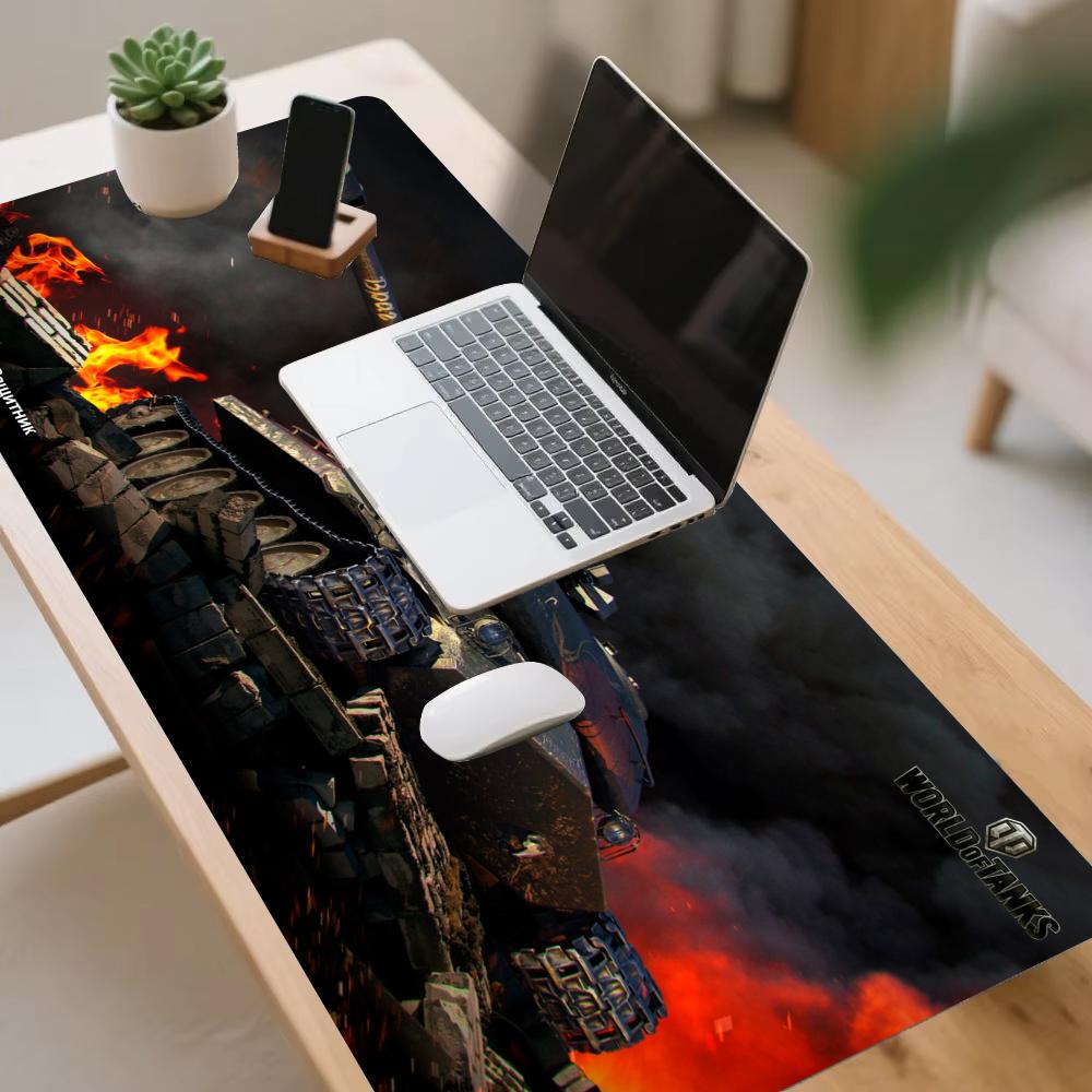 World of Tanks XXL Large Gaming Mouse Pad Black Desk Mat Non-Slip Keyboard Mousepad Stitched Edge Computer Office Table Cushion
