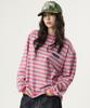 UNKNOWN PLANET Ivy Stripe Round Long Sleeve T-Shirt Pink