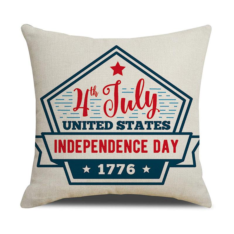 American Independence Day Linen Series Multiple Pillow Covers Simple Festive Printed Cushion Cover Sofa Pillow Cover Home Quality