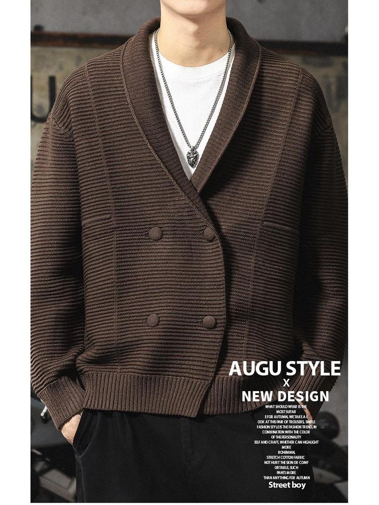 Men's Luxury Double-Breasted Thick Knit Cardigan - Autumn/Winter Loose Warm Sweater Coat