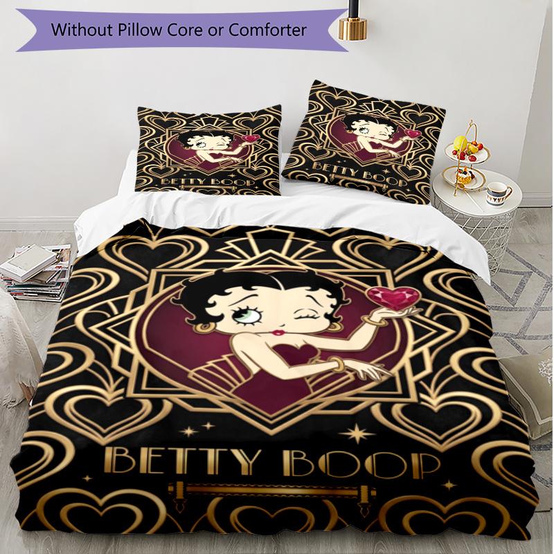 3pcs Duvet Cover Set (1*Duvet Cover + 2*Pillowcase, Without Core), Betty Boop Art Print Soft All‑Season Bedding Set, Home Bedroom Decor Gift