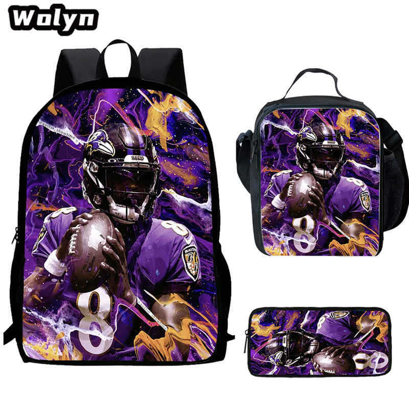 Football football 16 inch meal bag satchel three-piece pattern primary school backpack