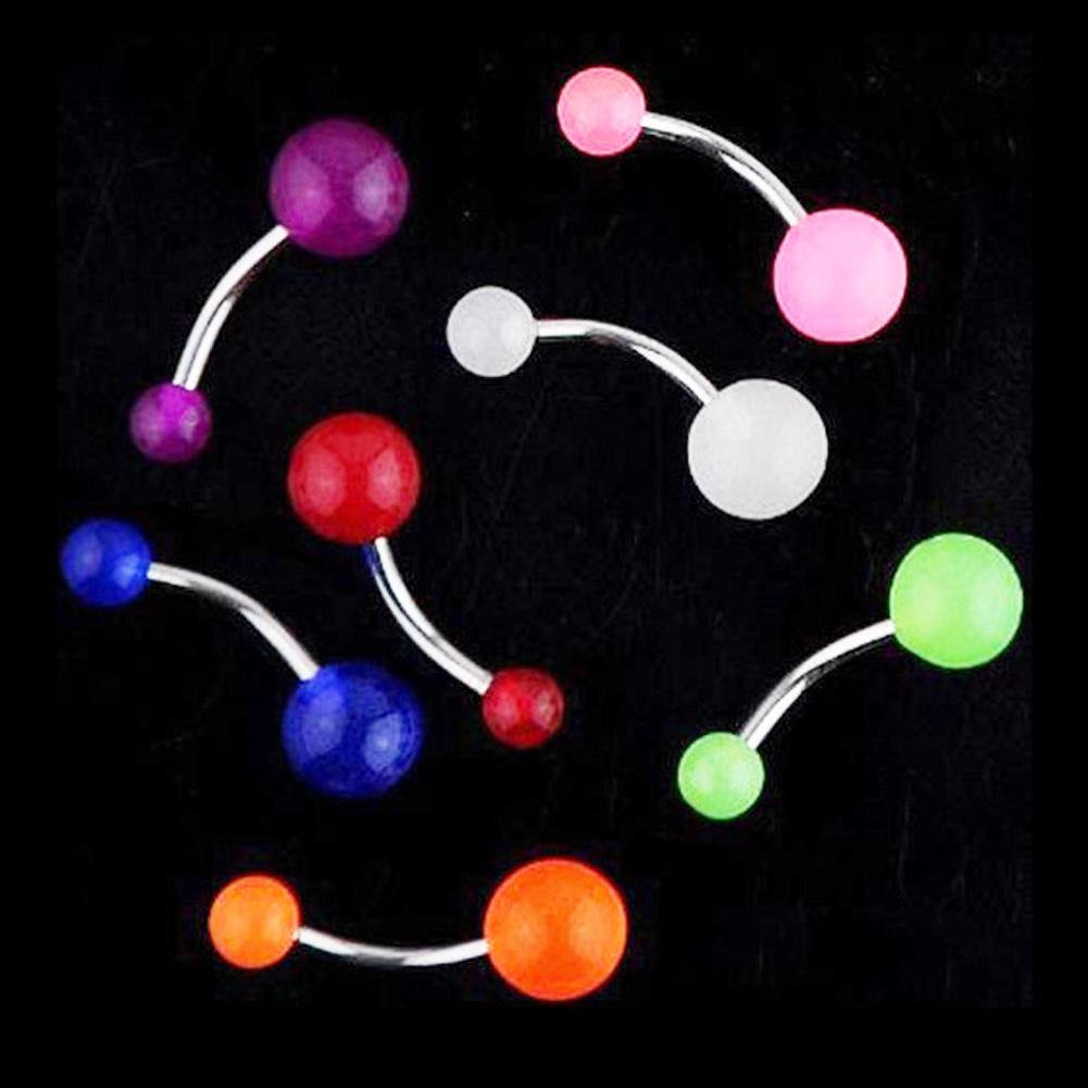 1 Stück 7 Farben Leuchtender Edelstahl Acryl Bauchnabelpiercing Körperschmuck