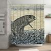 Modern Decorative Fish Bath Curtains for Home Bathroom White Black Printed Shower Curtain with Rod Pocket Hemline (180x245 cm)