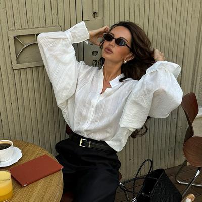 Fashion White Shirts Women Long Sleeve Oversize Blouse Spring Summer Basic Tops Cotton Chic Shirt for Women