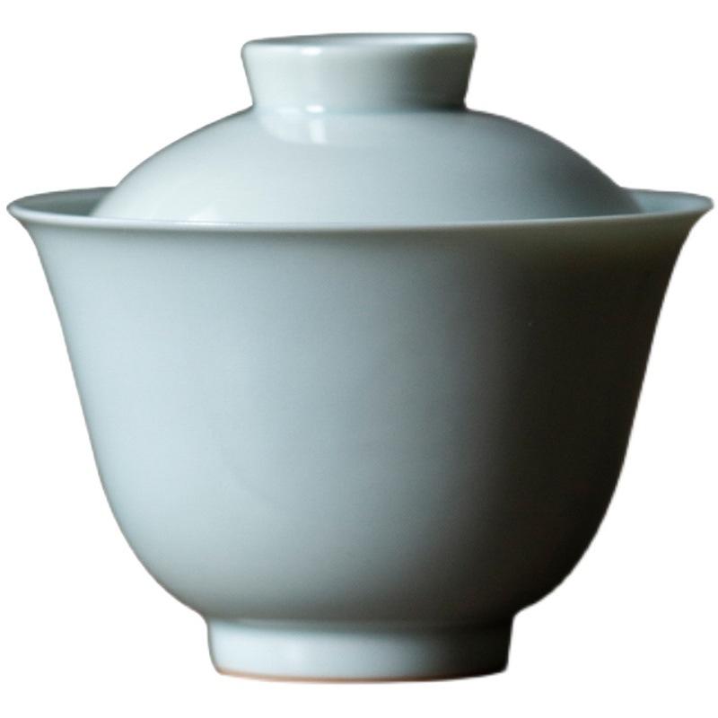 Antique glaze large cover bowl teacup retro style household ceramic single Sancai tea bowl Kung fu tea set hand grab bowl
