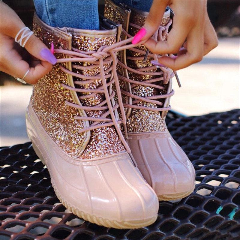 sequin duck boots